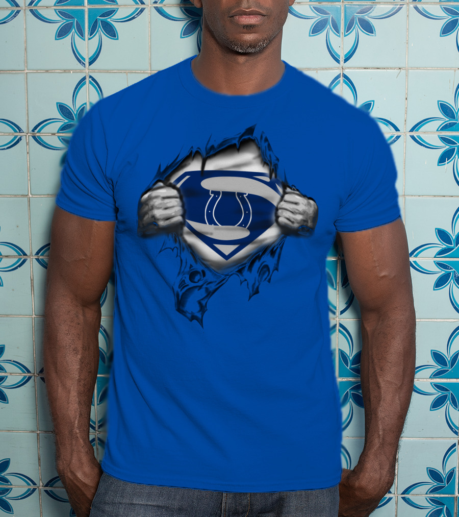 Superman Style Indianapolis Colts 70 Logo Burst T-Shirt