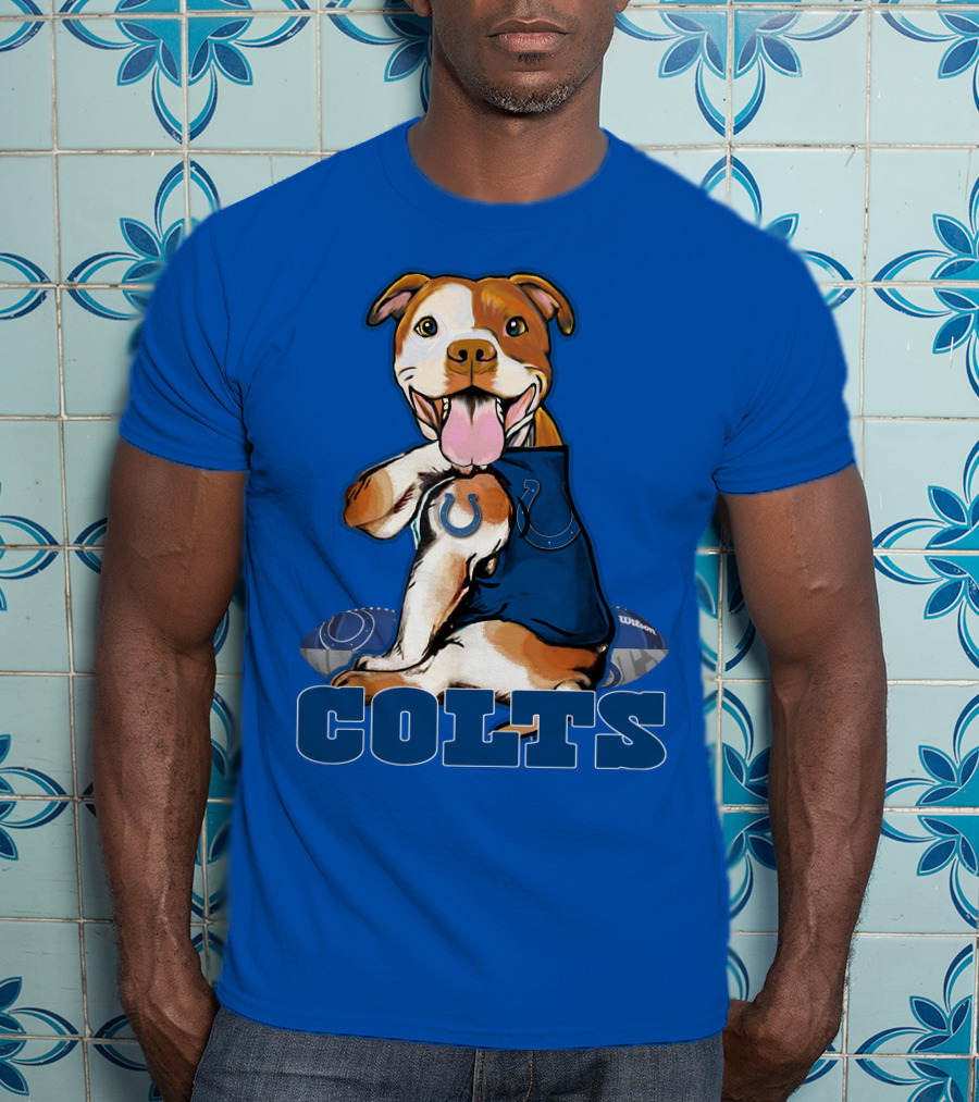Colts Pittbull Indianapolis Colts Football Fan Dog T-Shirt