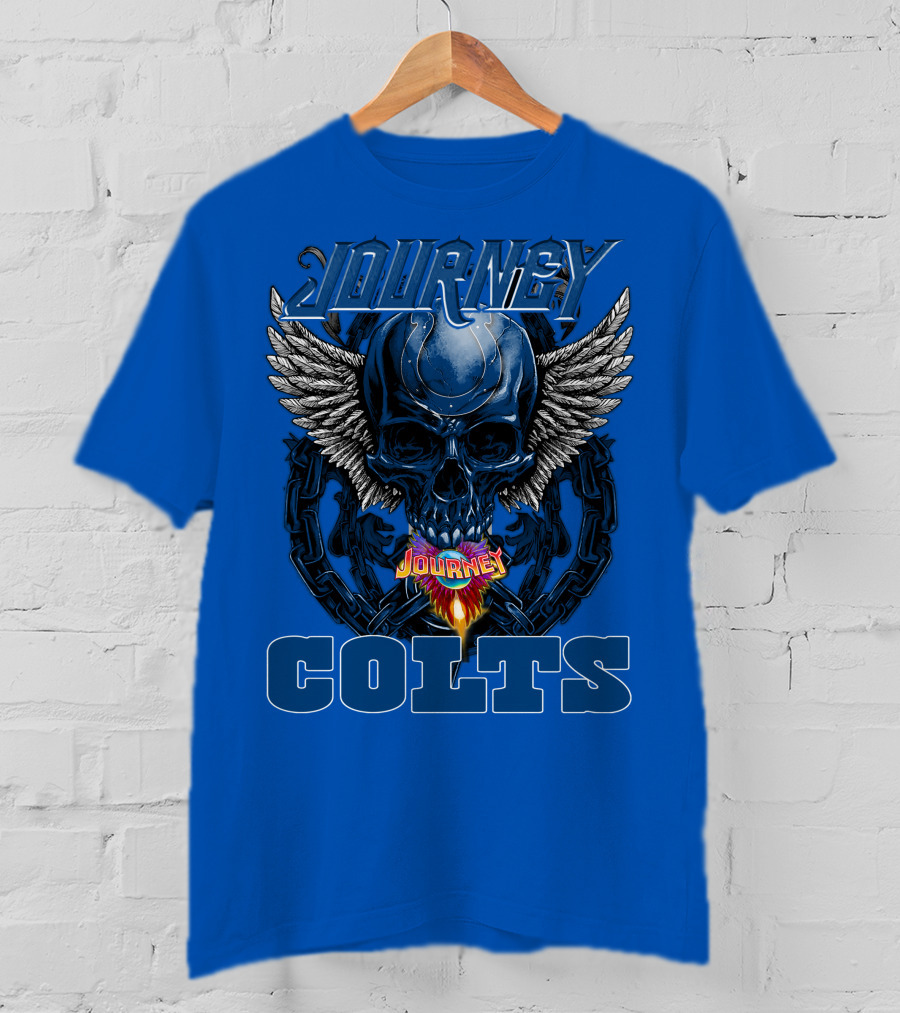 Journey Indianapolis Colts Skull Wings Chains T-Shirt