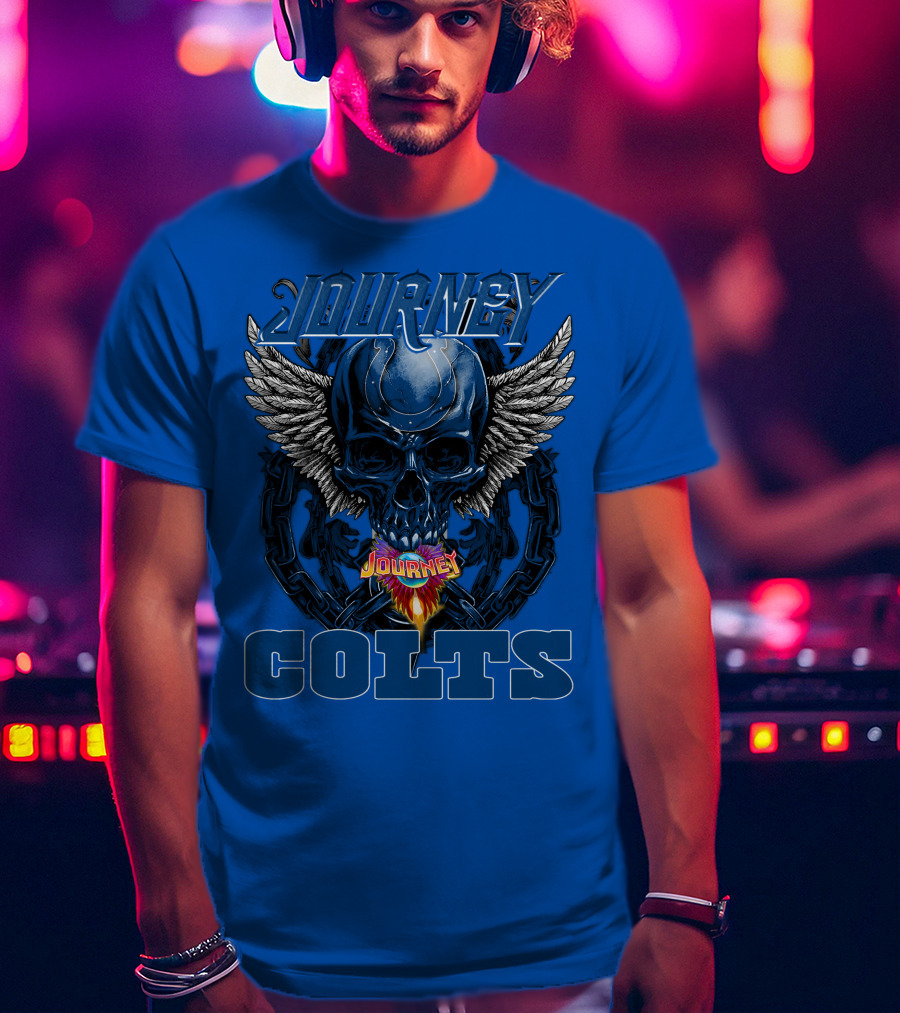 Journey Indianapolis Colts Skull Wings Chains T-Shirt