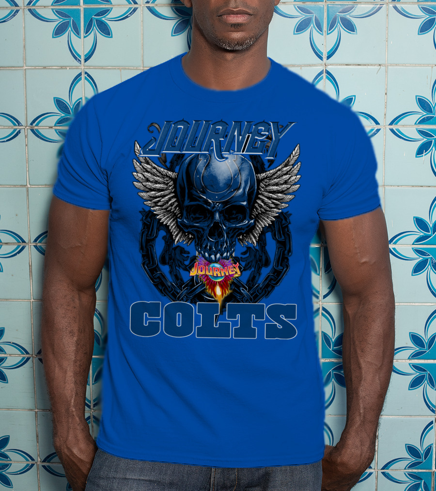 Journey Indianapolis Colts Skull Wings Chains T-Shirt
