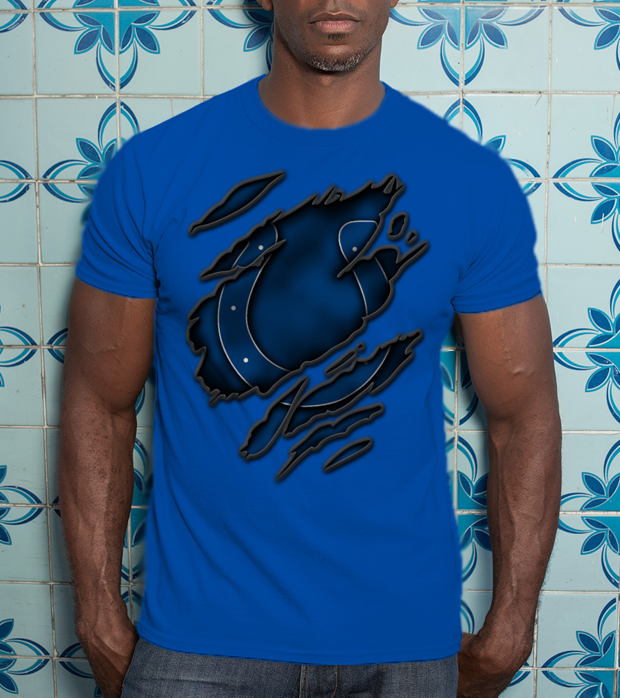 Torn Indianapolis Colts Ripped Football Team T-Shirt