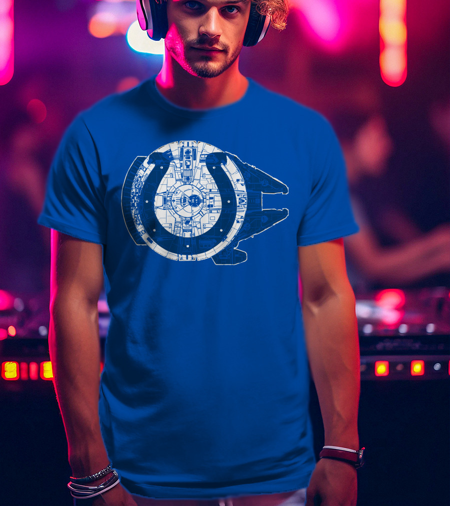 Indianapolis Colts 55 Millennium Falcon Blueprint T-Shirt