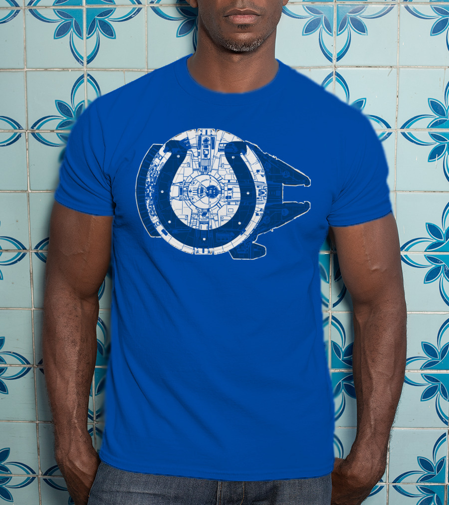 Indianapolis Colts 55 Millennium Falcon Blueprint T-Shirt
