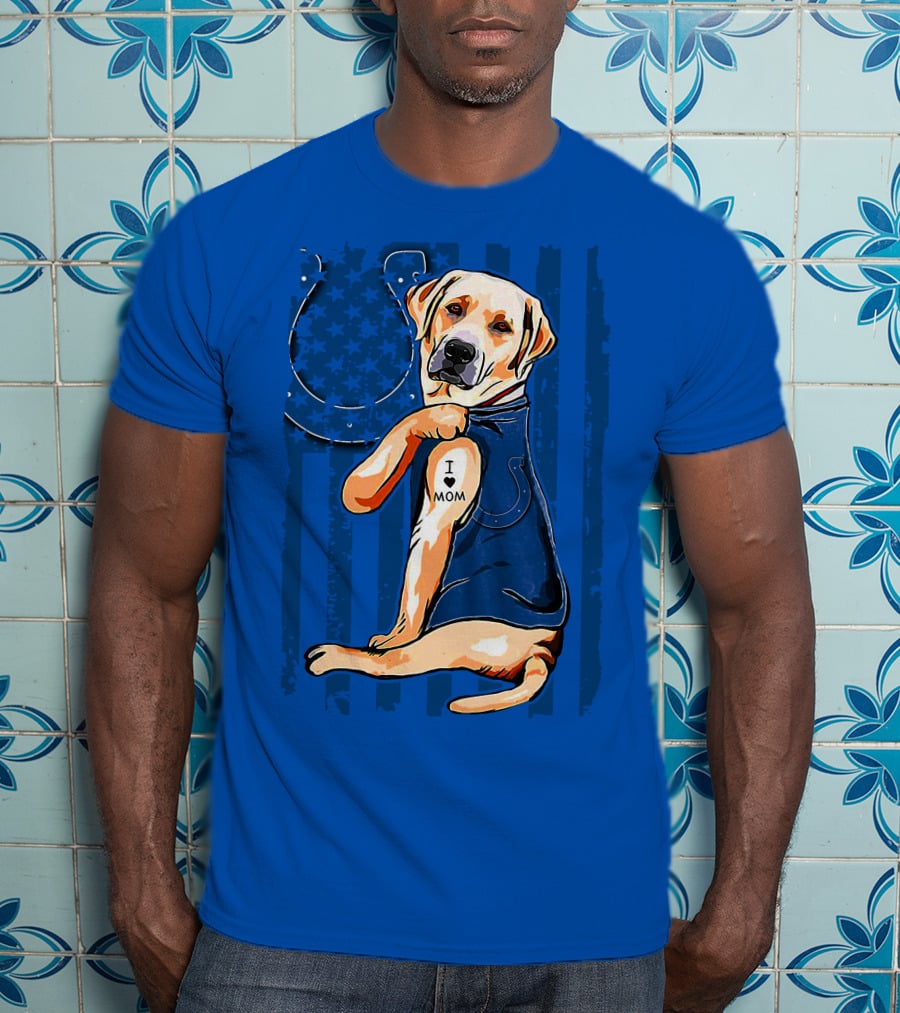 Labrador Retriever I Love Mom Indianapolis Colts T-Shirt