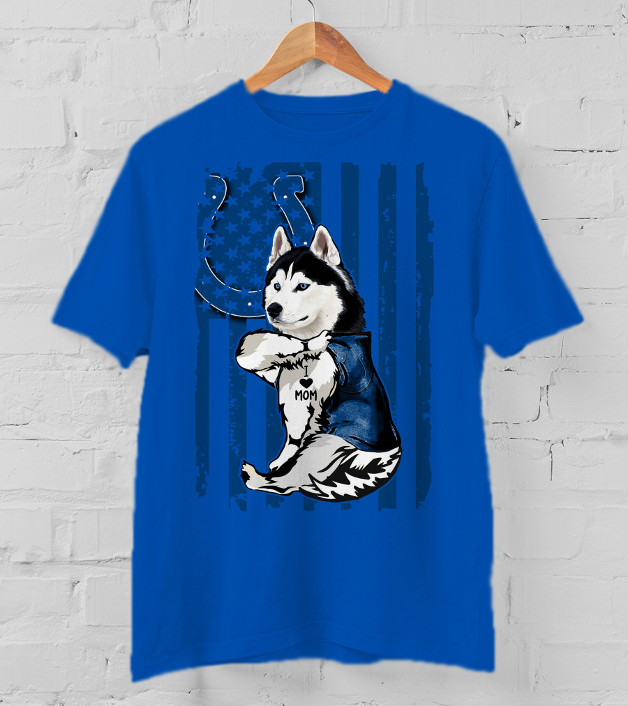 Siberian Husky Mom Indianapolis Colts Blue Iconic Fan Loyalty T-Shirt
