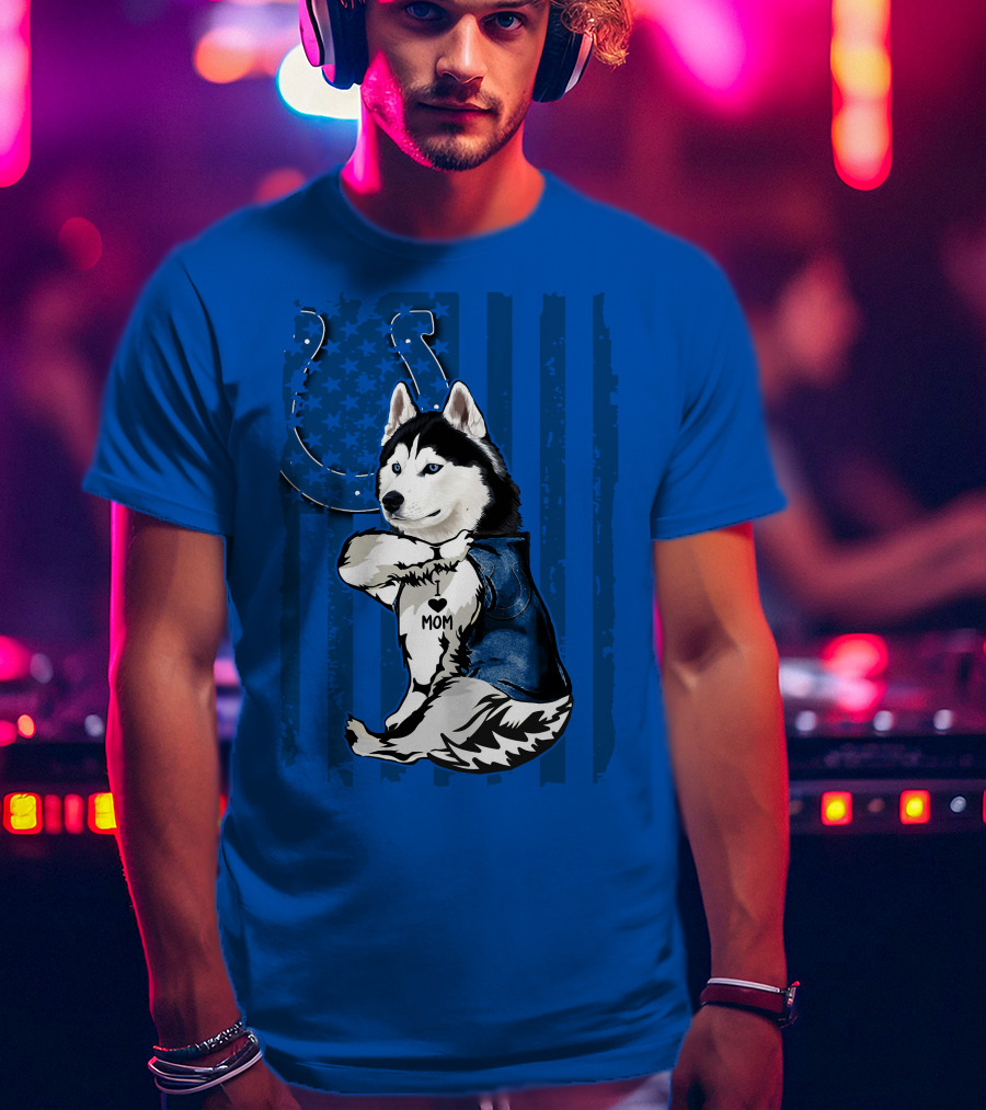 Siberian Husky Mom Indianapolis Colts Blue Iconic Fan Loyalty T-Shirt