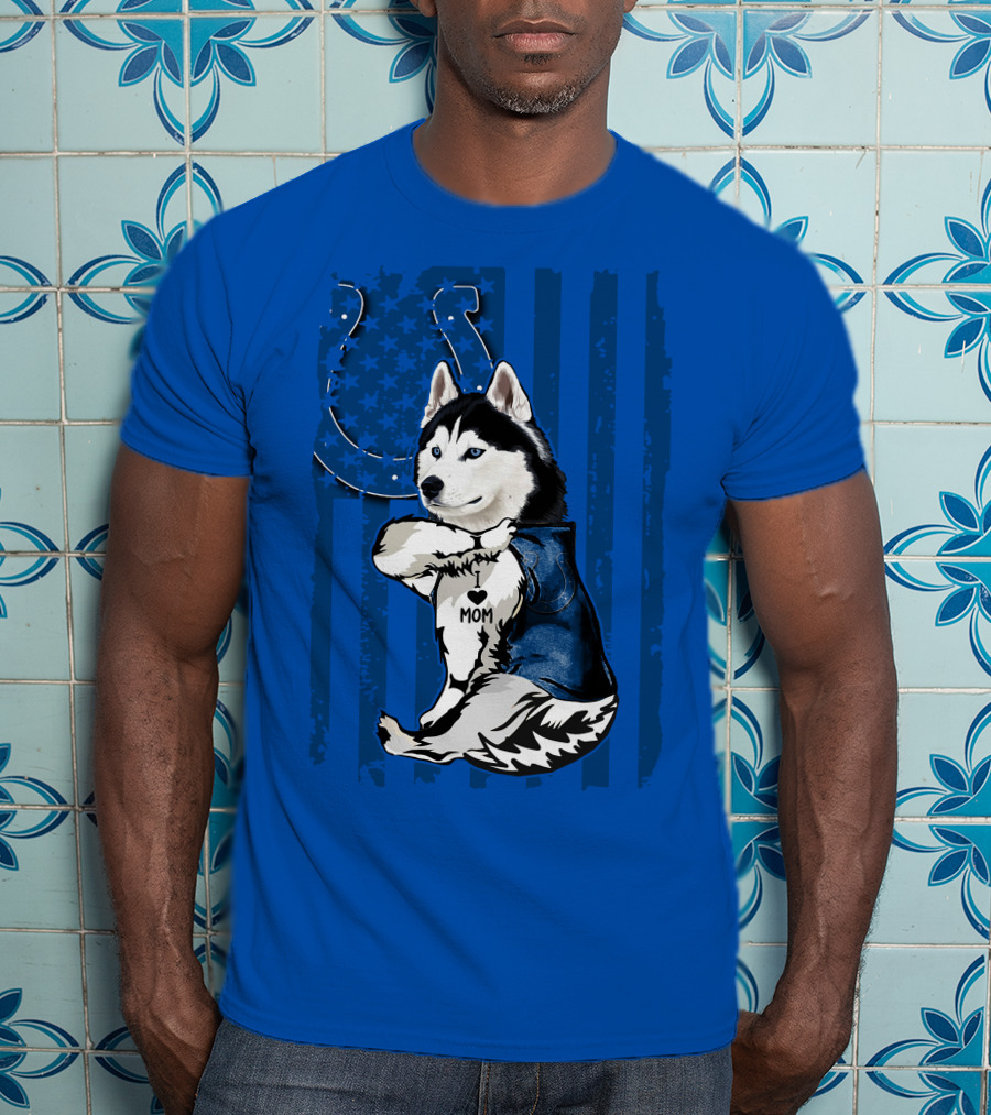 Siberian Husky Mom Indianapolis Colts Blue Iconic Fan Loyalty T-Shirt