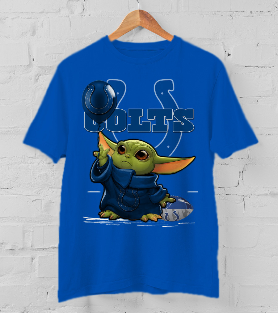 Colts Yoda Holding Horseshoe Balloon And Football T-Shirt