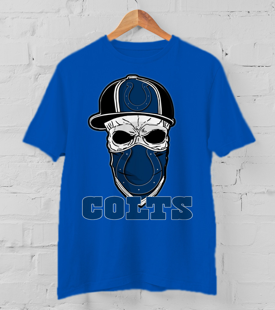 Skull Cap Colts Logo Indianapolis Colts T-Shirt
