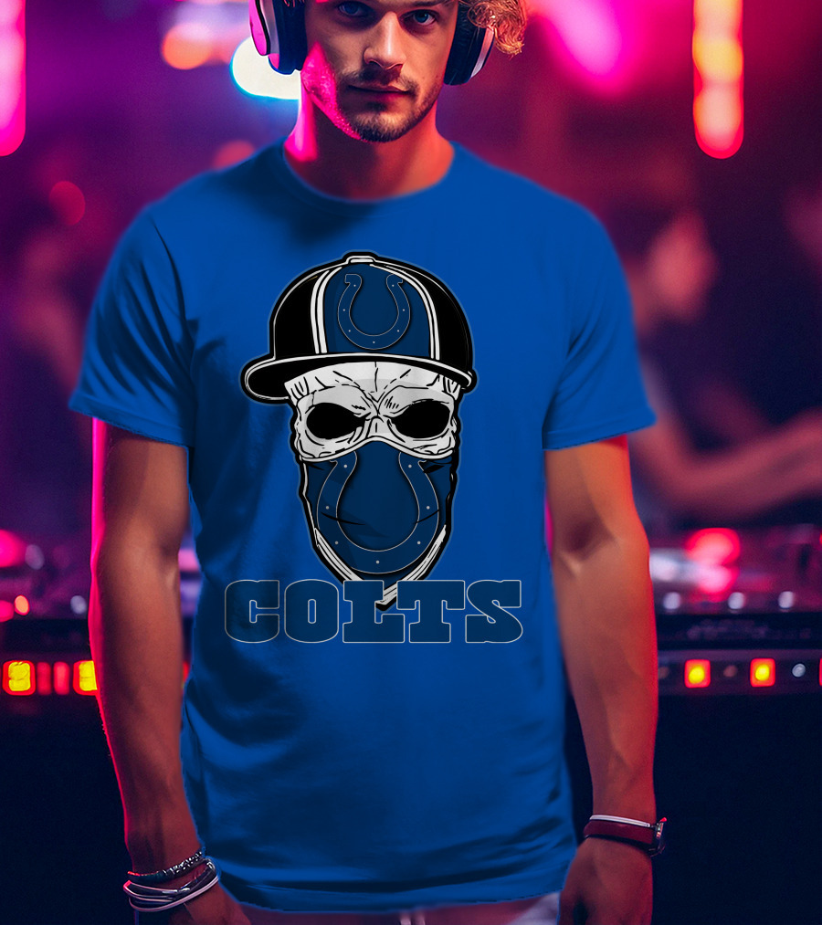 Skull Cap Colts Logo Indianapolis Colts T-Shirt