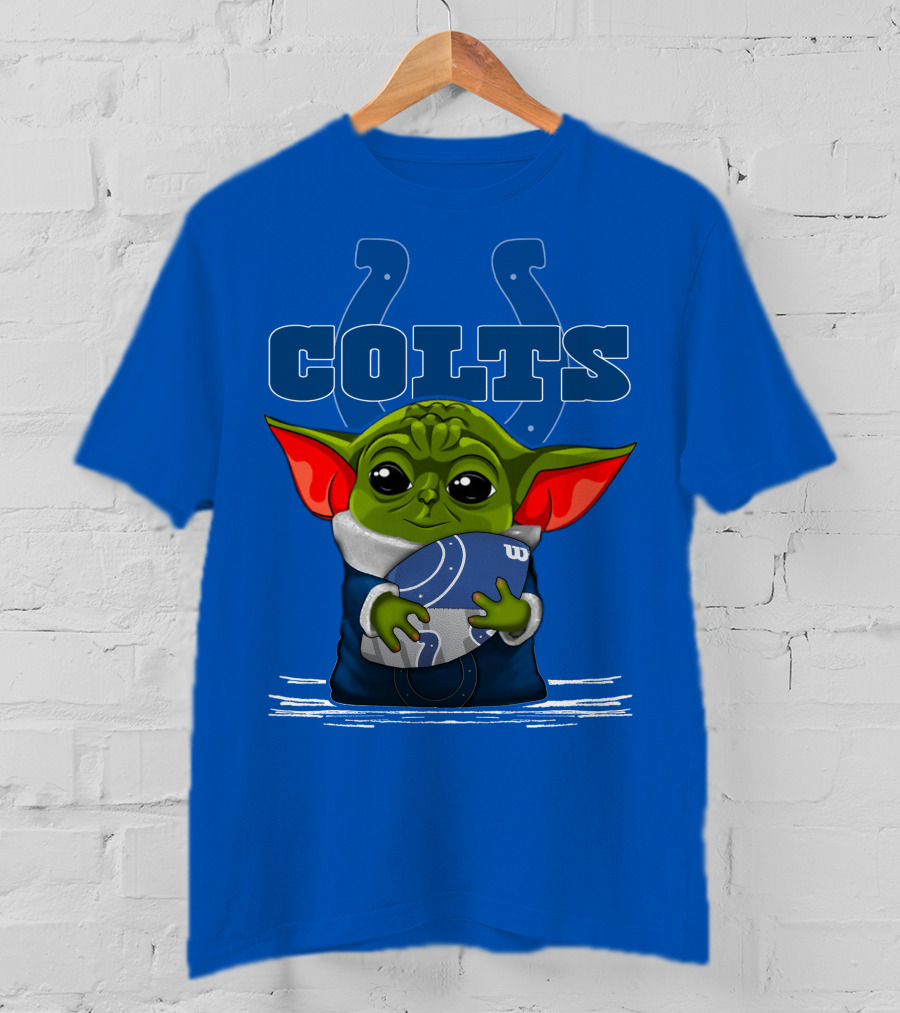 Yoda Holding Football With Indianapolis Colts T-Shirt