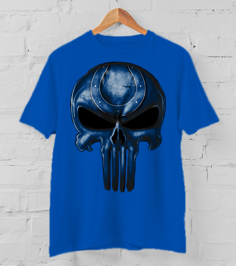 Skull Indianapolis Colts Blue Horseshoe T-Shirt