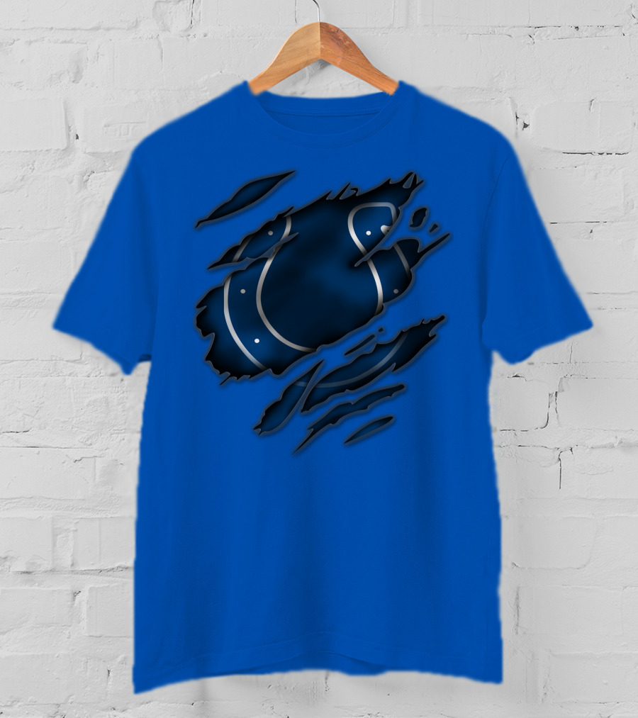 Indianapolis Colts Blue Horseshoe Logo Tear T-Shirt