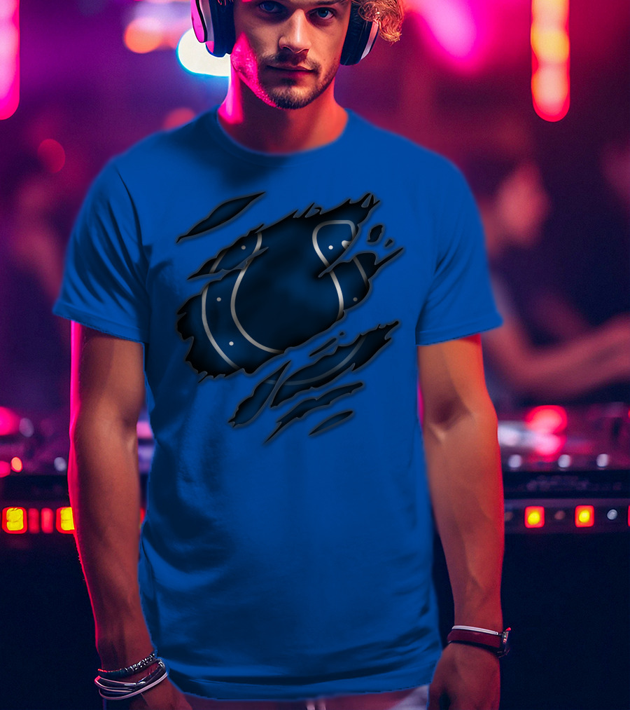 Indianapolis Colts Blue Horseshoe Logo Tear T-Shirt