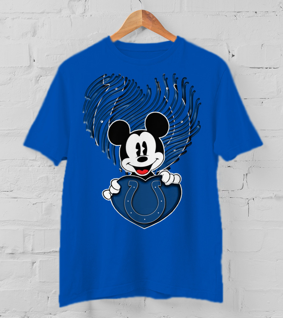 Mick Mickey Heart Indianapolis Colts Iconic Blue Fan T-Shirt