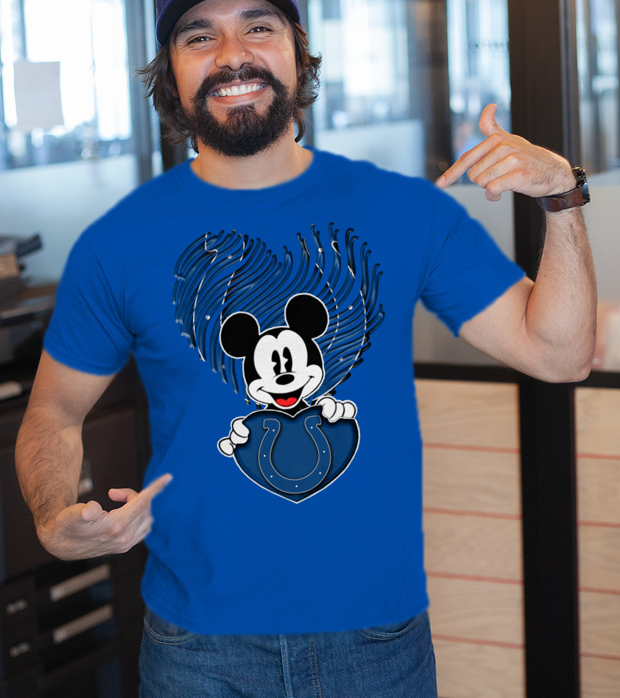 Mick Mickey Heart Indianapolis Colts Iconic Blue Fan T-Shirt