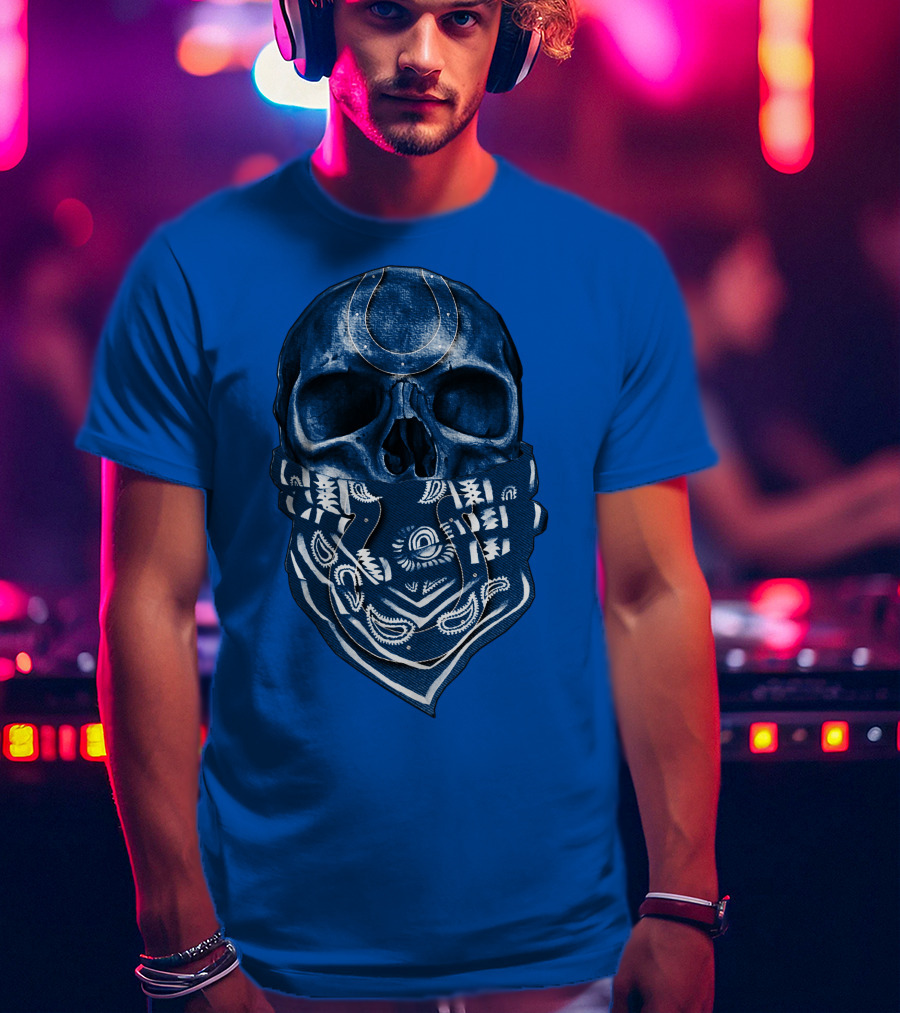 Indianapolis Colts Bandana Skull T-Shirt