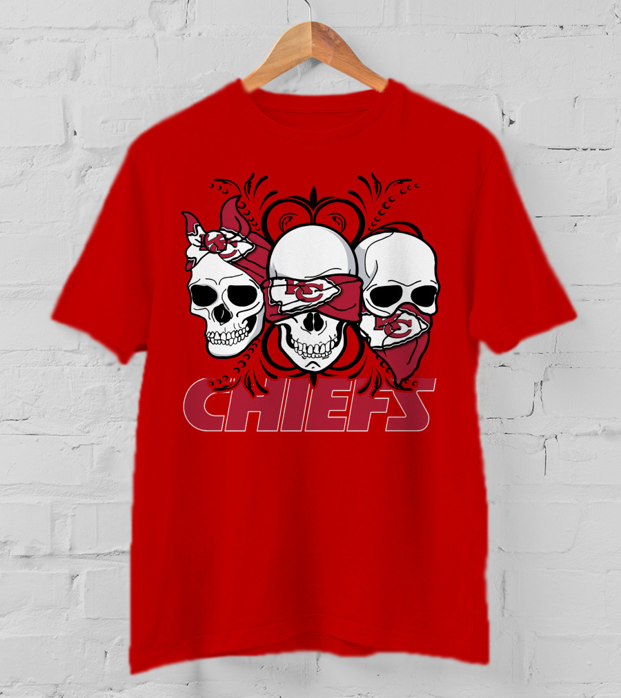 Kansas City Chiefs 3 Skull Bandanas T-Shirt