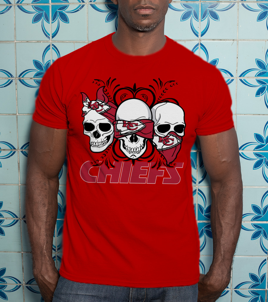 Kansas City Chiefs 3 Skull Bandanas T-Shirt