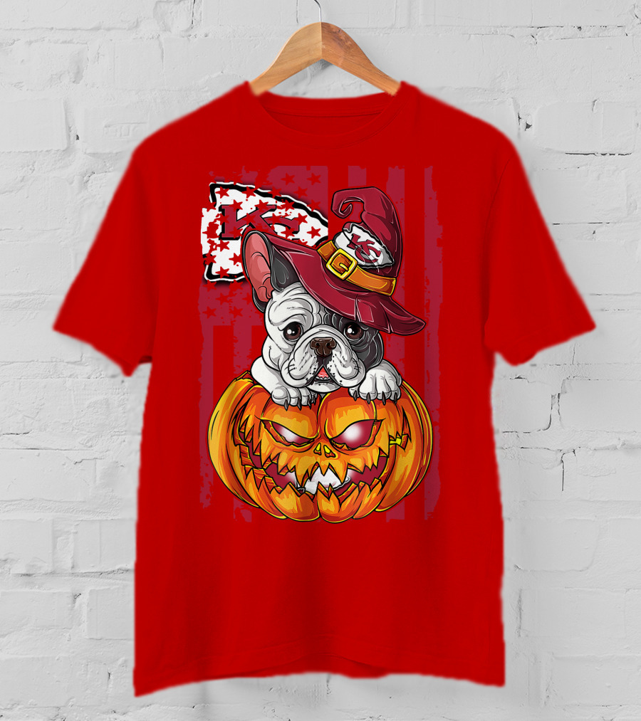 Hlw Bulldog Halloween Kansas City Chiefs Pumpkin T-Shirt