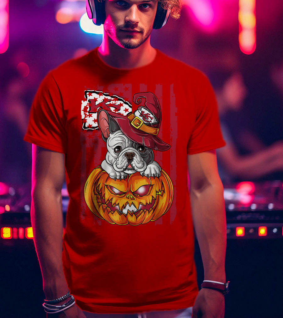 Hlw Bulldog Halloween Kansas City Chiefs Pumpkin T-Shirt