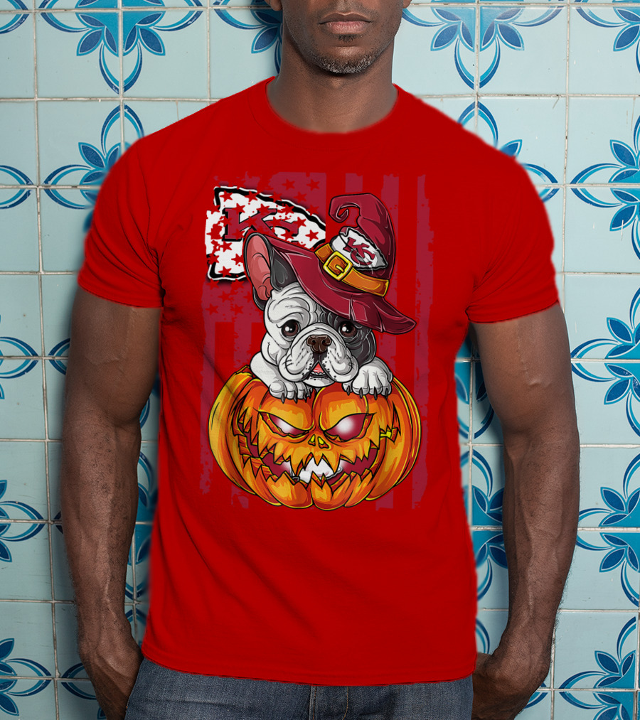 Hlw Bulldog Halloween Kansas City Chiefs Pumpkin T-Shirt