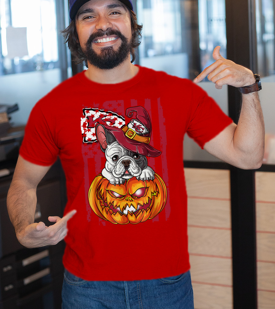 Hlw Bulldog Halloween Kansas City Chiefs Pumpkin T-Shirt