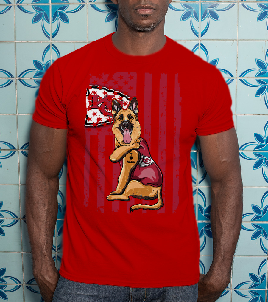 Kansas City Chiefs German Shepherd I Love Mom T-Shirt