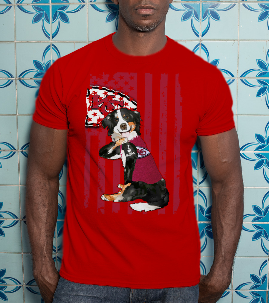 I Love Mom Border Collie Kansas City Chiefs Fan T-Shirt
