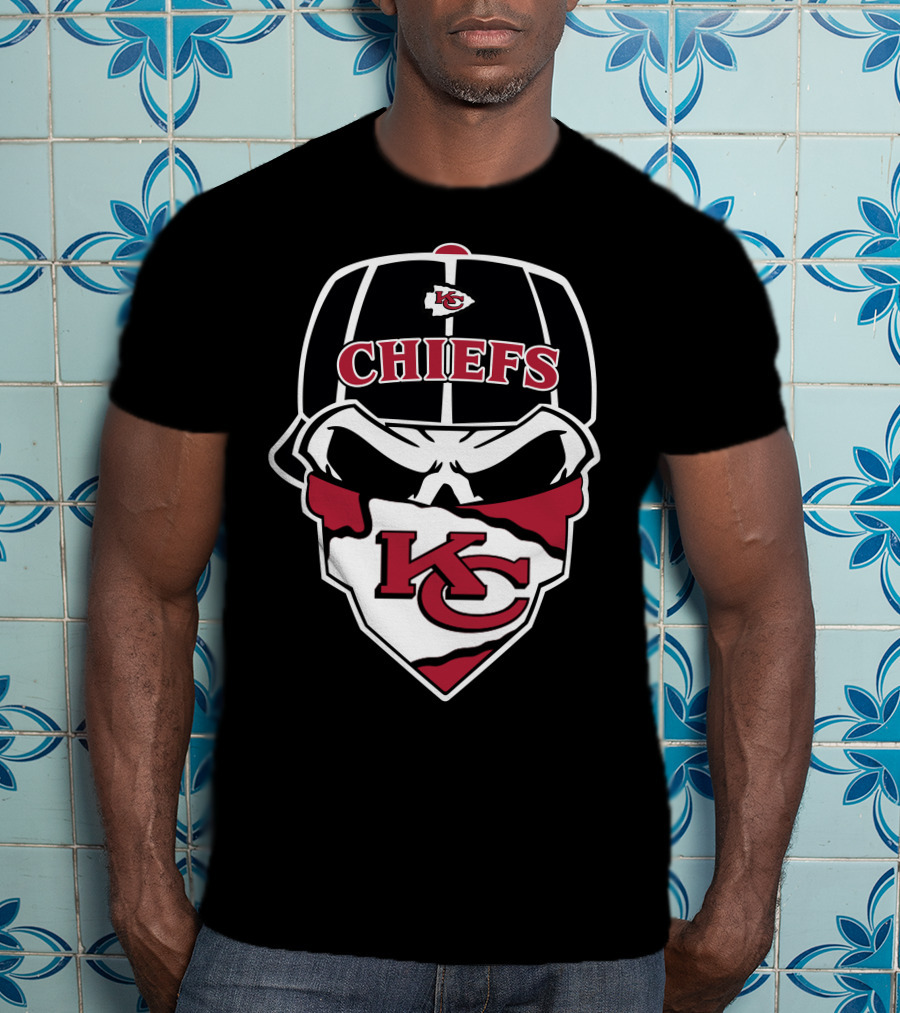 Kansas City Chiefs Kc Logo Skull Cap Bandana T-Shirt