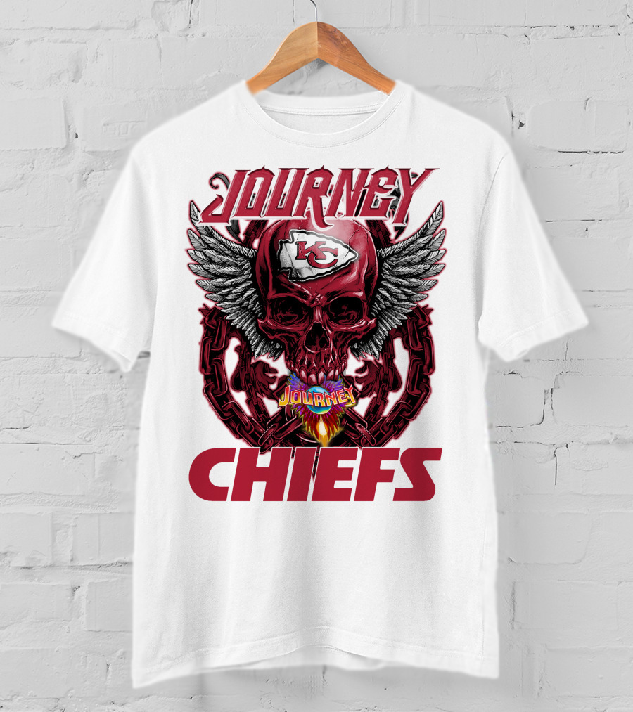 Journey Chiefs Kansas City KC Skull Wings Flame Chains T-Shirt