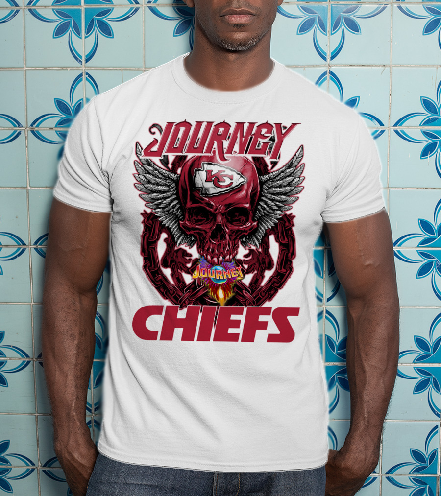 Journey Chiefs Kansas City KC Skull Wings Flame Chains T-Shirt