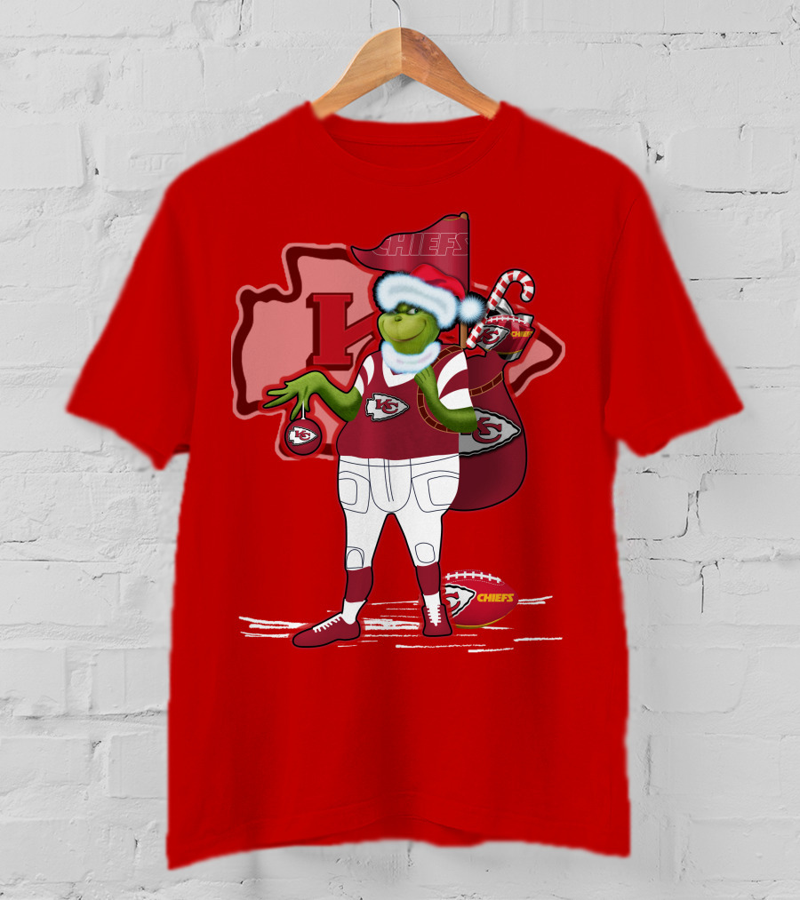 Grinchxmas Kansas City Chiefs Holiday Football Theme T-Shirt