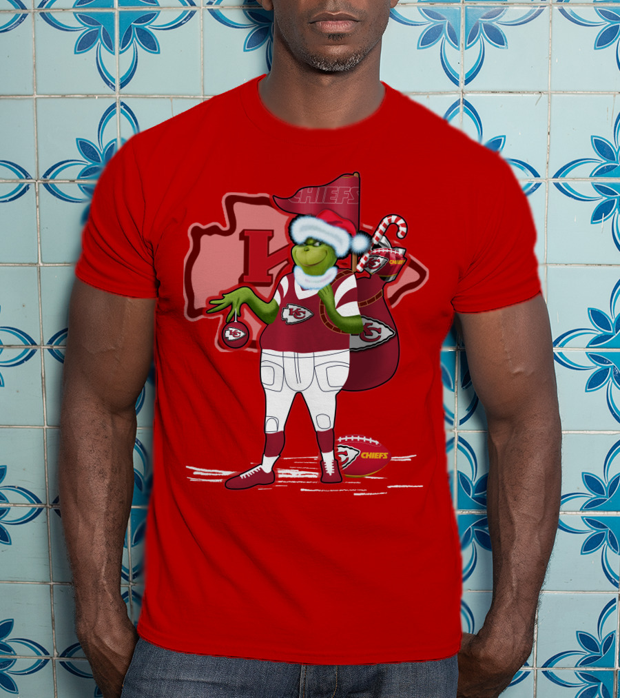 Grinchxmas Kansas City Chiefs Holiday Football Theme T-Shirt