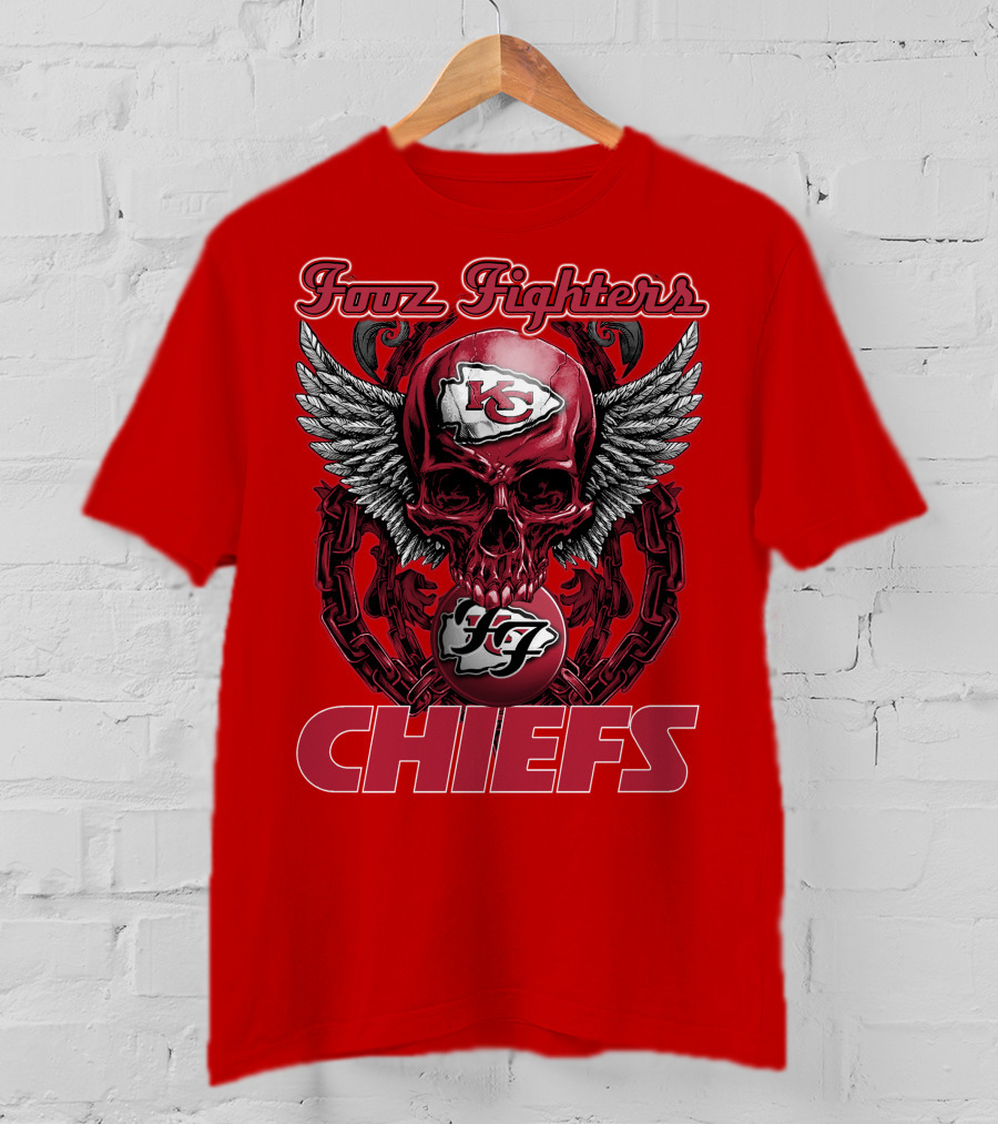 Foo Fighters Kansas City Chiefs Winged Skull T-Shirt