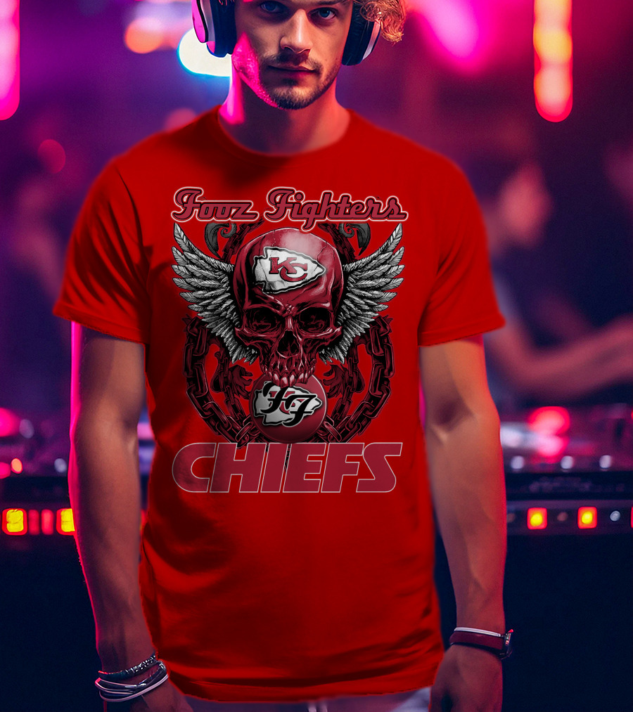 Foo Fighters Kansas City Chiefs Winged Skull T-Shirt
