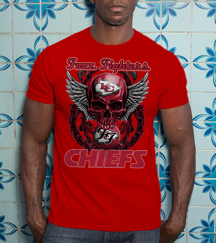 Foo Fighters Kansas City Chiefs Winged Skull T-Shirt