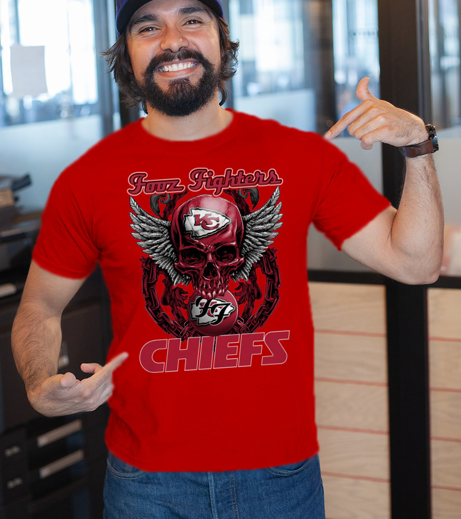 Foo Fighters Kansas City Chiefs Winged Skull T-Shirt