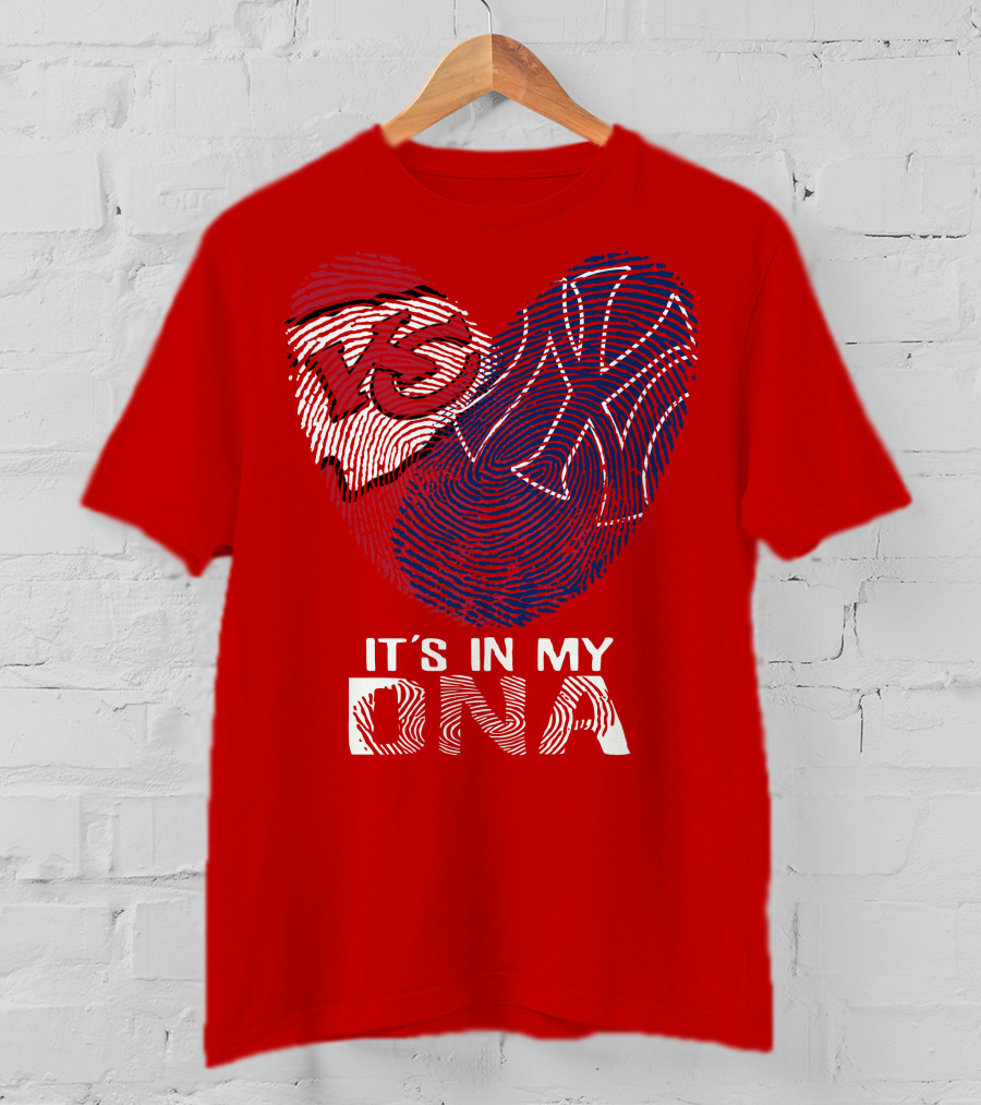 Kansas City Chiefs It's In My Dna Football Fingerprint Heart T-Shirt