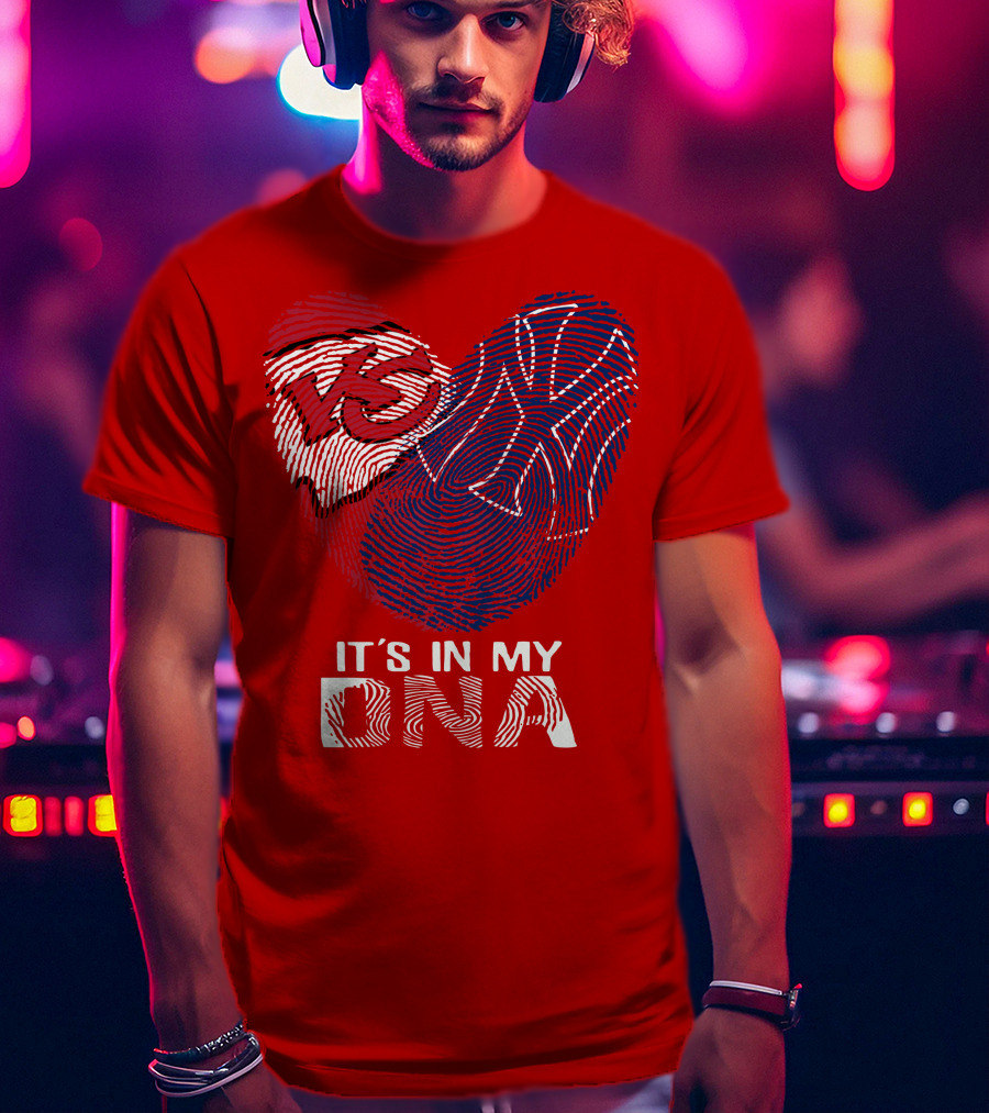 Kansas City Chiefs It's In My Dna Football Fingerprint Heart T-Shirt