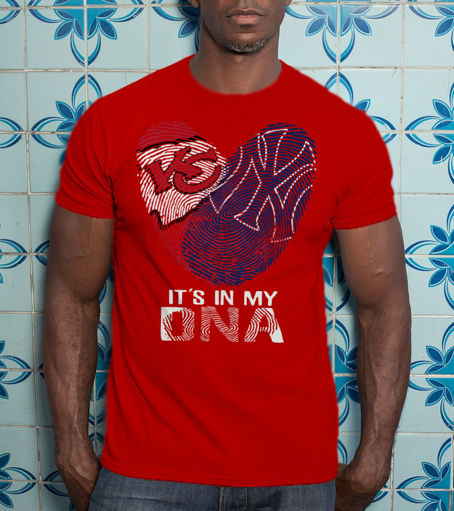 Kansas City Chiefs It's In My Dna Football Fingerprint Heart T-Shirt