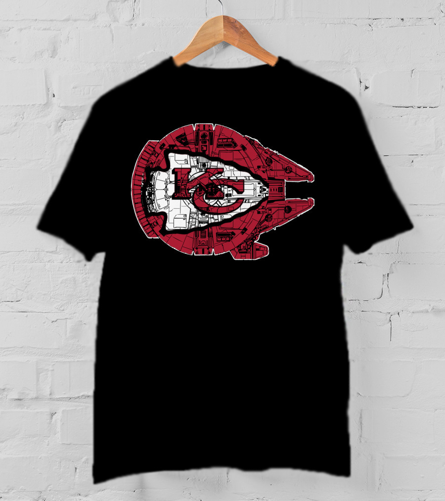 Kansas City Chiefs Star Wars Millennium Falcon 49 Logo Combo T-Shirt