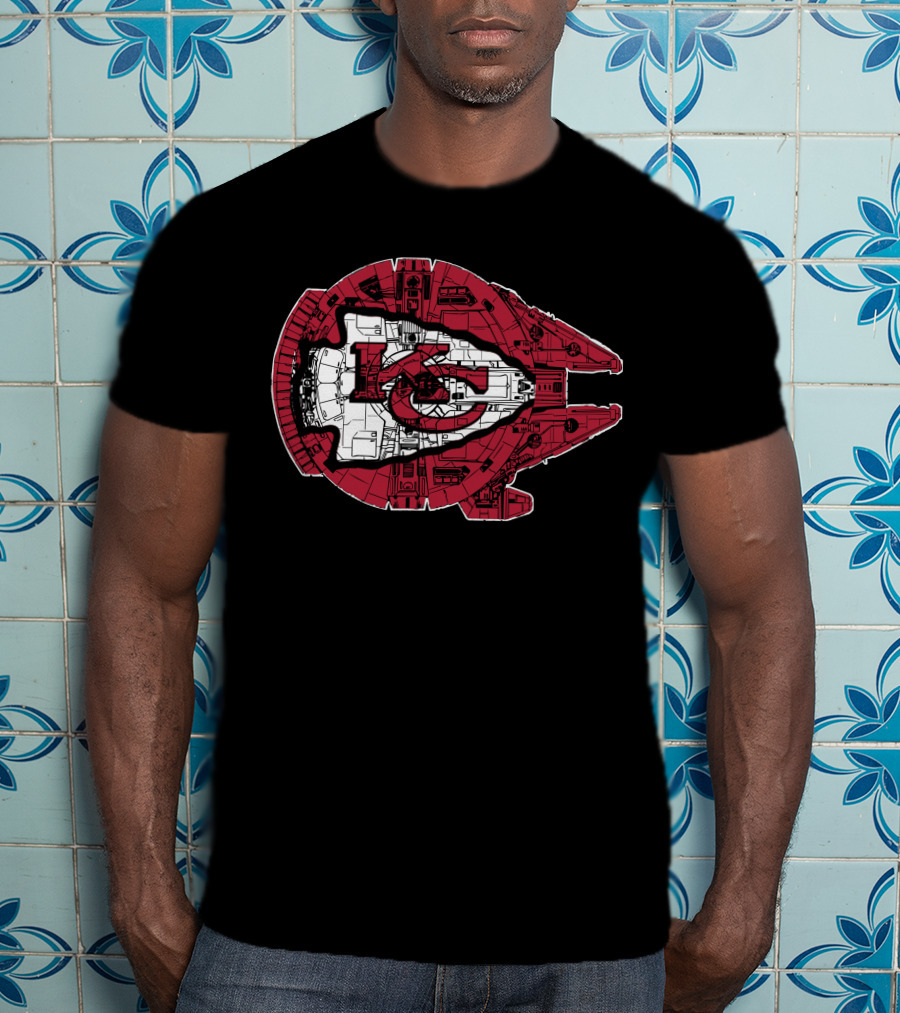 Kansas City Chiefs Star Wars Millennium Falcon 49 Logo Combo T-Shirt