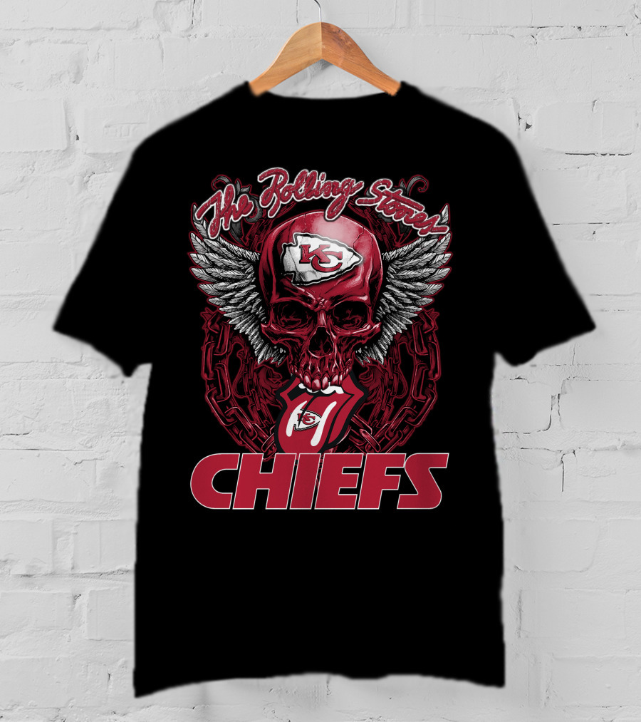 The Rolling Stones Kc Chiefs Winged Skull Tongue T-Shirt