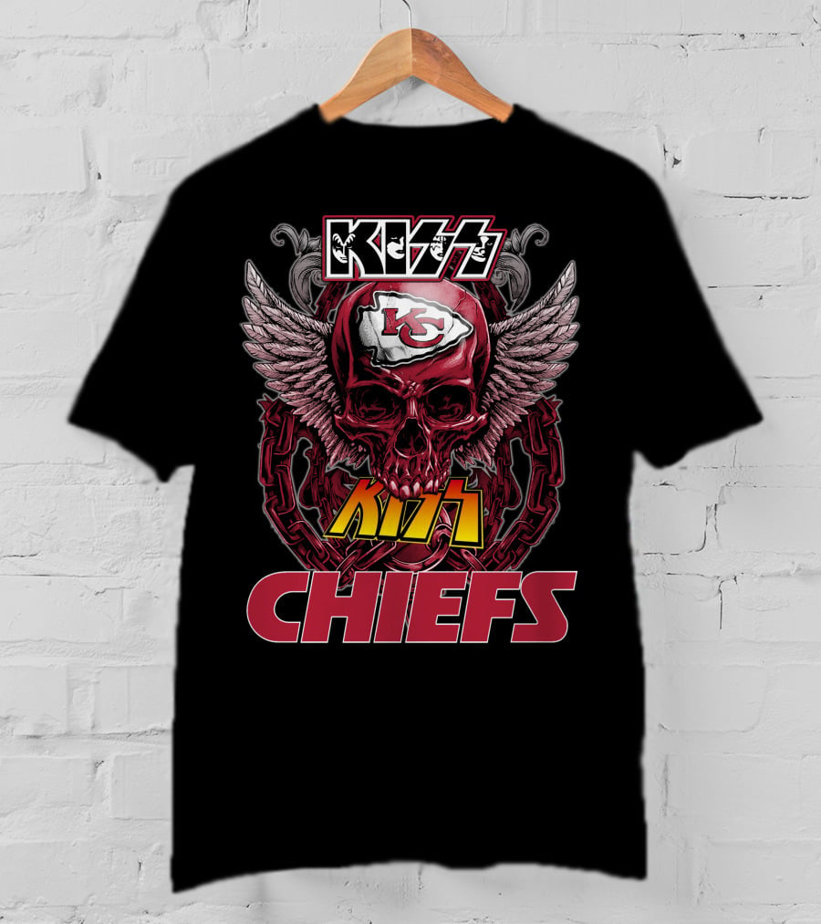 Kiss Chiefs Kansas City Chiefs Skull Winged T-Shirt