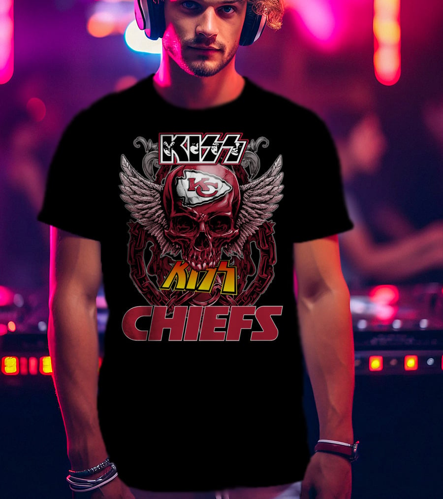 Kiss Chiefs Kansas City Chiefs Skull Winged T-Shirt