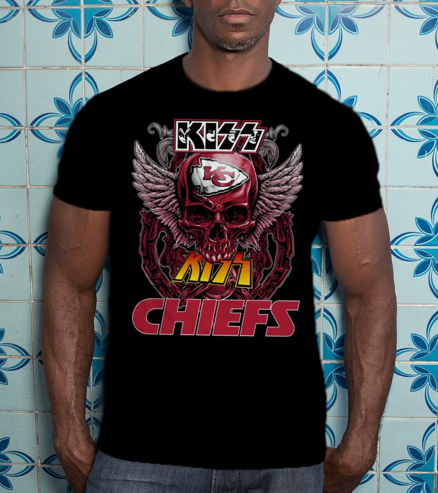 Kiss Chiefs Kansas City Chiefs Skull Winged T-Shirt