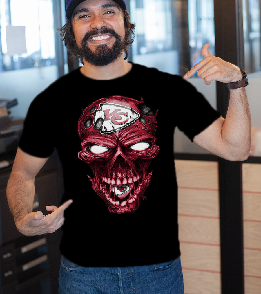 Kansas City Chiefs Skull Head T-Shirt