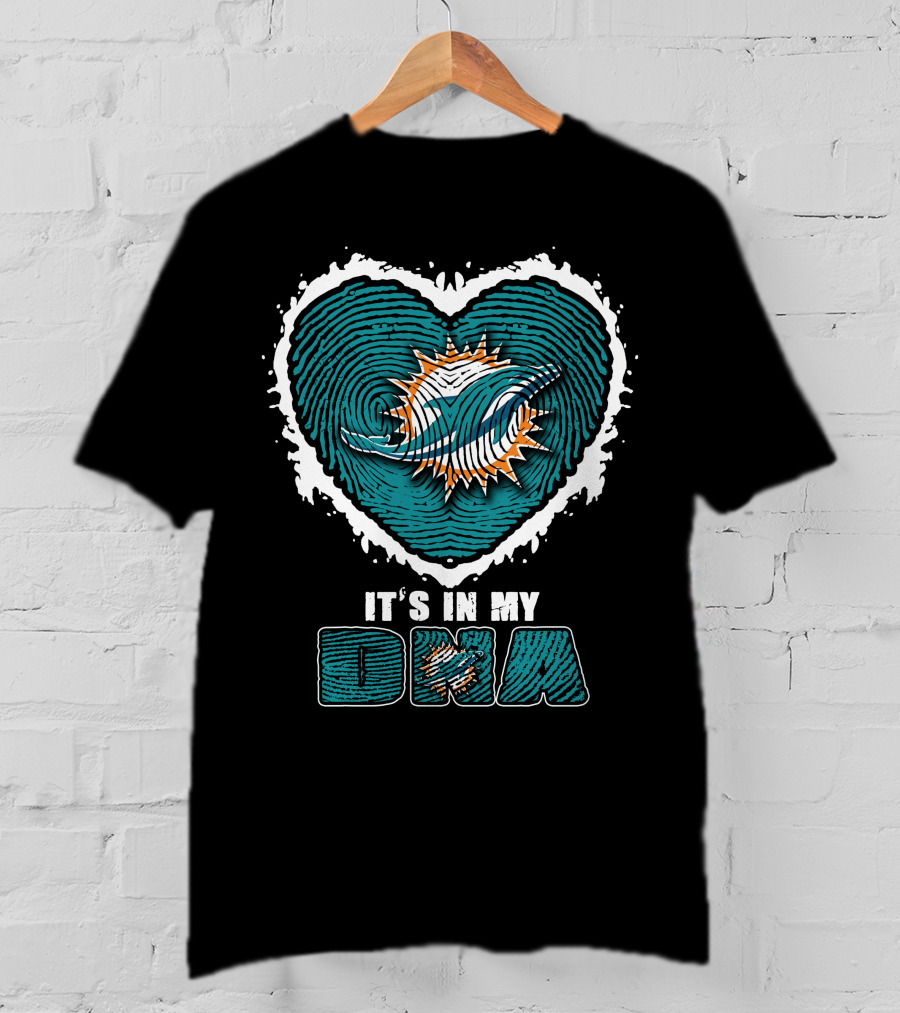 It's In My Dna Miami Dolphins Heart Fingerprint T-Shirt